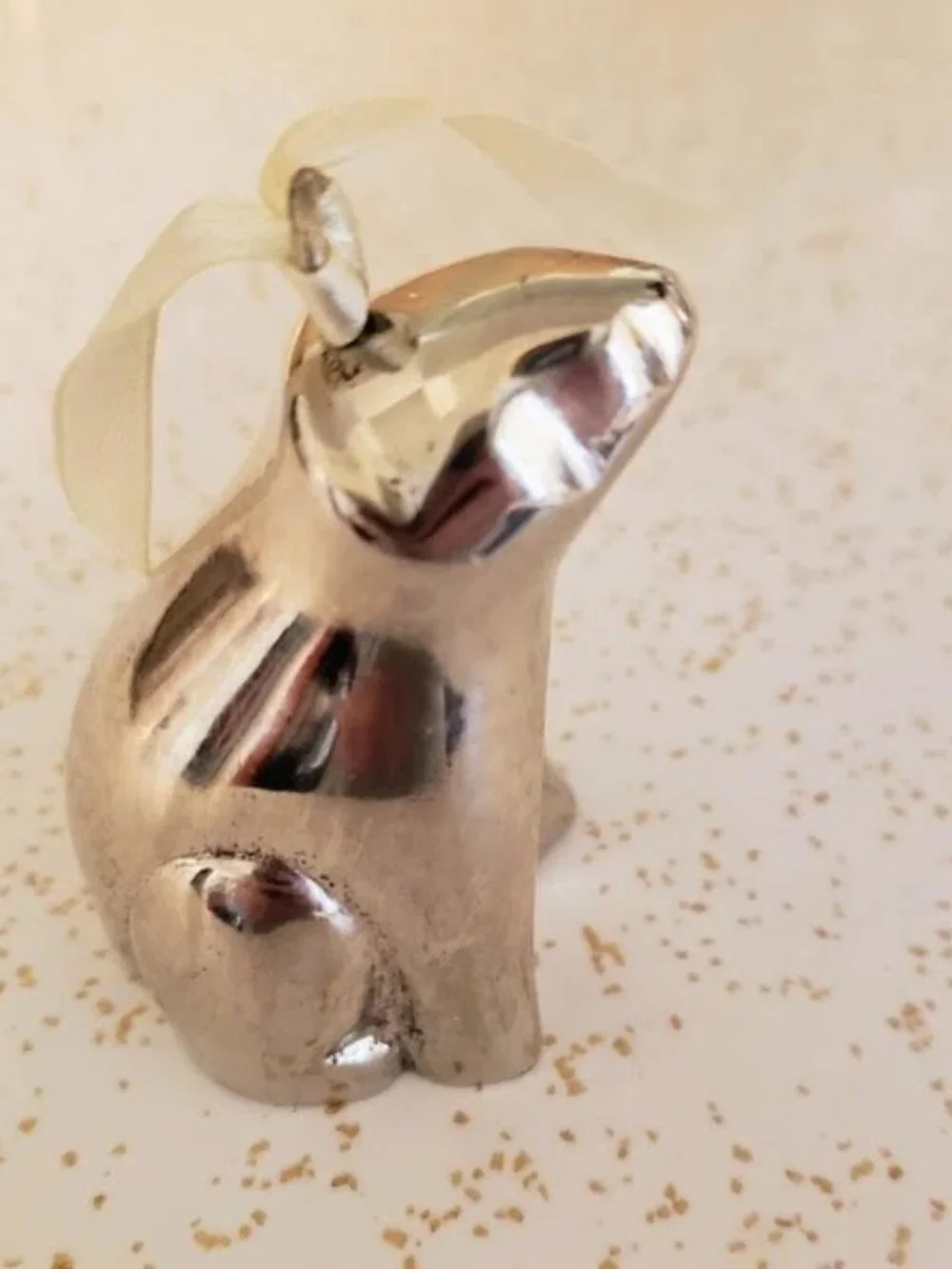 Vintage MCM Mid Century Modern Silver Polar Bear Ornament Figurine Chrome Art De